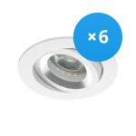 Lot 6x Noxion Encastré Spot Drome MR16 inclinable Blanc | Diamètre 69mm - GU10 Culot