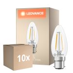 Lot 10x Ledvance Classic LED B22 Bougie Filament Claire 1.8W 250lm - 827 Blanc Très Chaud | Équivalent 25W