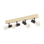 Eglo Plafonnier Townshend 3 Bois Acier Noir | IP20 - Convient pour 4x E27 